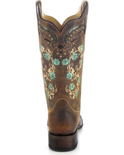 Corral Women's Studded Floral Embroidery Western Boots - Square Toe -Western Shoe Store 0459M4 41 BK