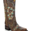 Corral Women's Studded Floral Embroidery Western Boots - Square Toe