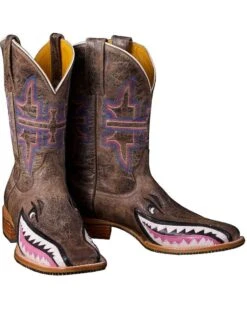 Tin Haul Women's Man Eater Shark Western Boots - Square Toe -Western Shoe Store 045S68 42 D3