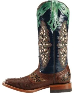 Lucchese Women's Handmade 1883 Amberlyn Full Quill Ostrich Western Boots - Square Toe  -Western Shoe Store 045T32 AG LT