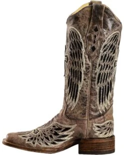 Corral Women's Sequin Wing & Cross Inlay Western Boots - Square Toe -Western Shoe Store 045U62 89 LT