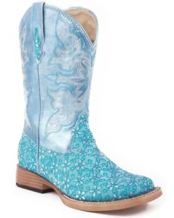 Roper Kid's Floral Glitter Western Boots
