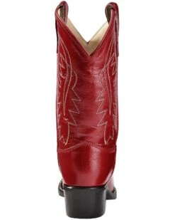 Old West Girls' Red Leather Western Boots - Pointed Toe -Western Shoe Store 053C67 70 BK