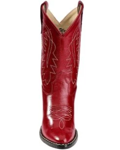Old West Girls' Red Leather Western Boots - Pointed Toe -Western Shoe Store 053C67 70 FT