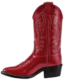 Old West Girls' Red Leather Western Boots - Pointed Toe -Western Shoe Store 053C67 70 LT