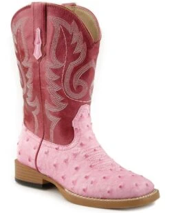 Roper Girls' Ostrich Print Western Boots - Square Toe