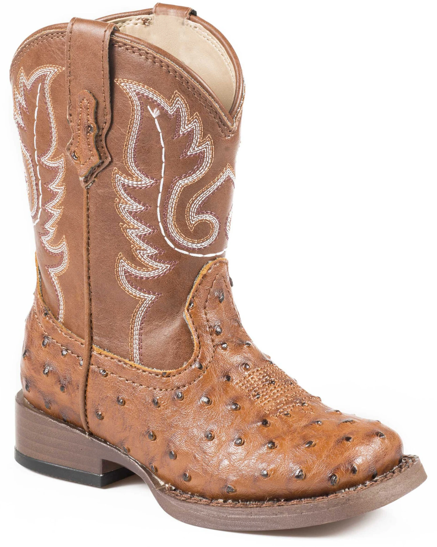 Roper Toddler Boys' Ostrich Print Western Boots - Square Toe 1 Roper Toddler Boys' Ostrich Print Western Boots - Square Toe