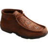 Twisted X Women's Brown Tooled Flowers Driving Moccasins - Moc Toe 