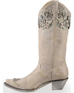 Corral Women's Floral Overlay Embroidered Stud And Crystals Western Boots - Snip Toe -Western Shoe Store 2000237672 100 LT