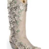 Corral Women's Floral Overlay Embroidered Stud And Crystals Western Boots - Snip Toe