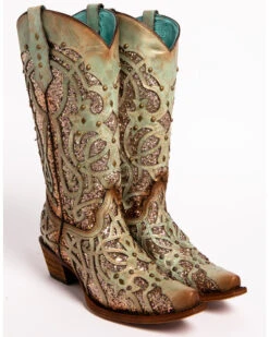 Corral Women's Mint Glitter Inlay Western Boots - Snip Toe  -Western Shoe Store 2000239665 300 FT
