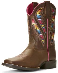 Western Shoe Store 10 Ariat Girls' VentTEK Quickdraw Serape Western Boots - Broad Square Toe
