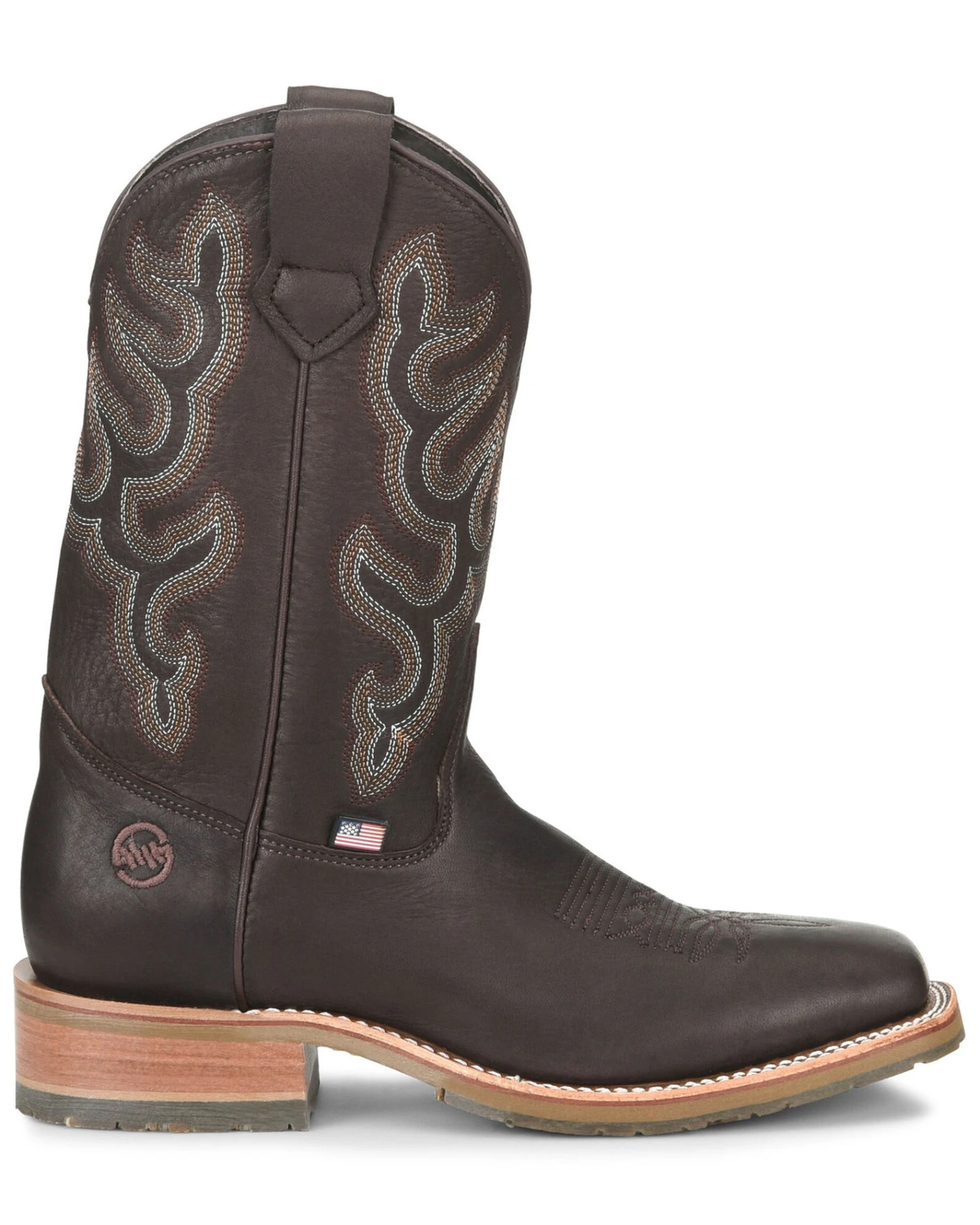 Double H Men's Dark Brown Elk Western Boots - Broad Square Toe 2 Double H Men's Dark Brown Elk Western Boots - Broad Square Toe - Image 2