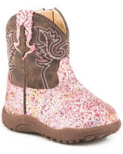 Roper Infant Girls' Glitter Southwestern Western Boots - Round Toe