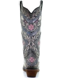 Corral Women's Floral Embroidery & Rhinestones Western Boots - Snip Toe -Western Shoe Store 2000288724 001 P4