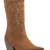 Golo Women's Contrasting Inlaid Sun Western Boots - Pointed Toe