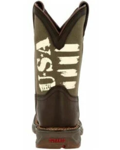 Durango Boys' Lil' Rebel USA Flag Western Boots - Broad Square Toe -Western Shoe Store 2000355865 201 P5