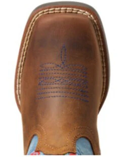 Ariat Boys' Double Kicker Easy Fit Distressed Western Boots - Broad Square Toe  -Western Shoe Store 2000357334 200 P4