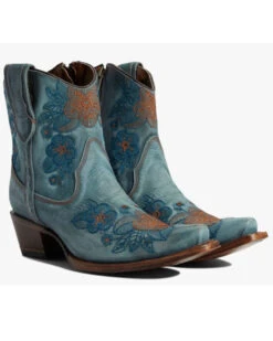 Corral Women's Flower Embroidered Ankle Western Booties - Snip Toe