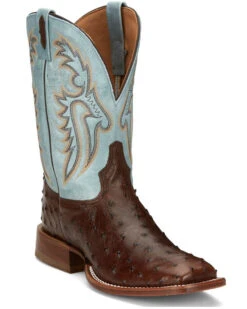 Tony Lama Men's Castillo Exotic Ostrich Western Boots - Broad Square Toe