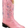 Old West Girls' Crocodile Print Western Boots - Broad Square Toe